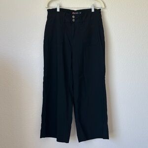 Indigo Poppy Black High Waist Wide Leg Cropped Pants Stretch Size 12